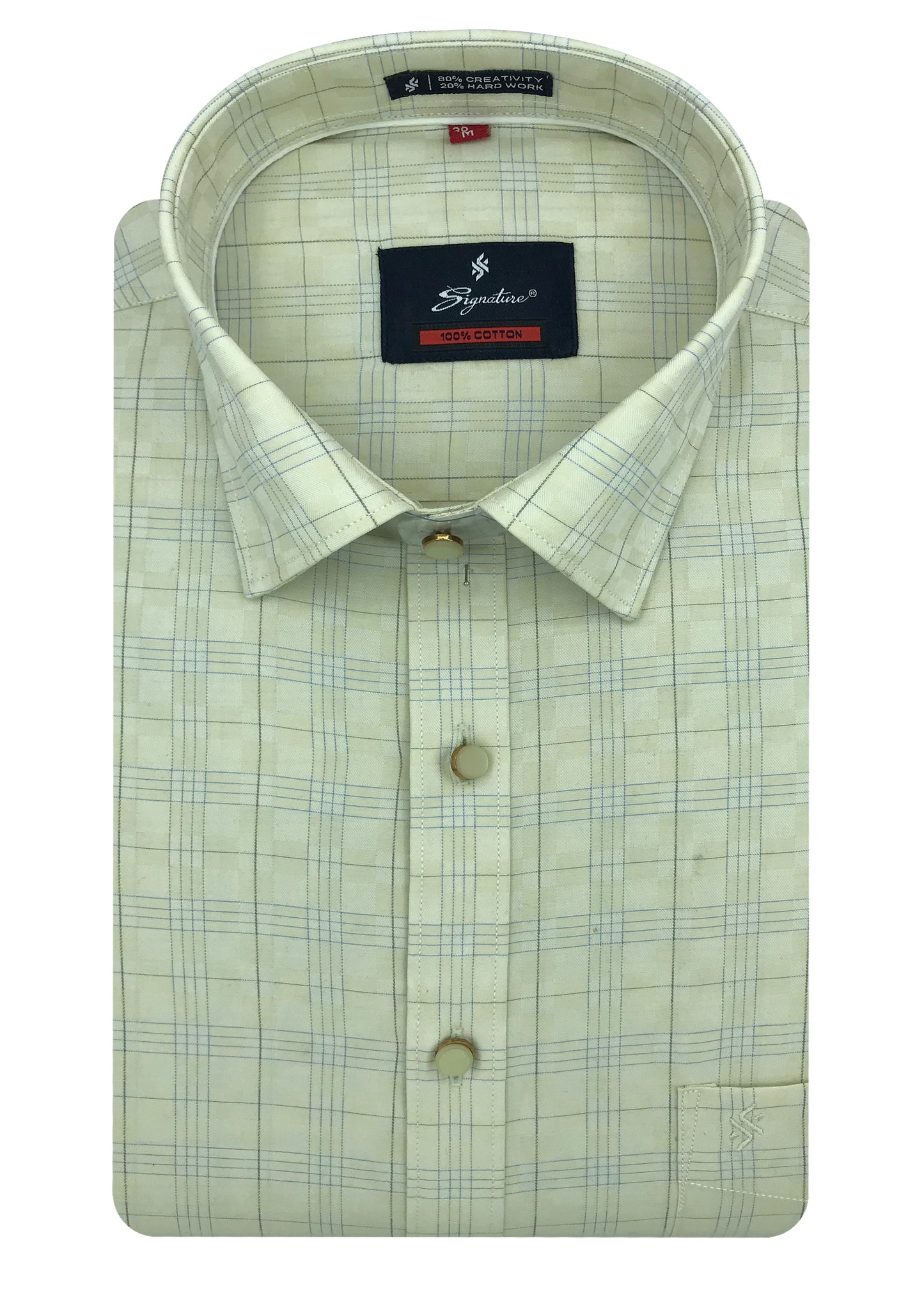 Cotton Mint Color Check Criss Cross Woven Cotton Shirt for Men's.