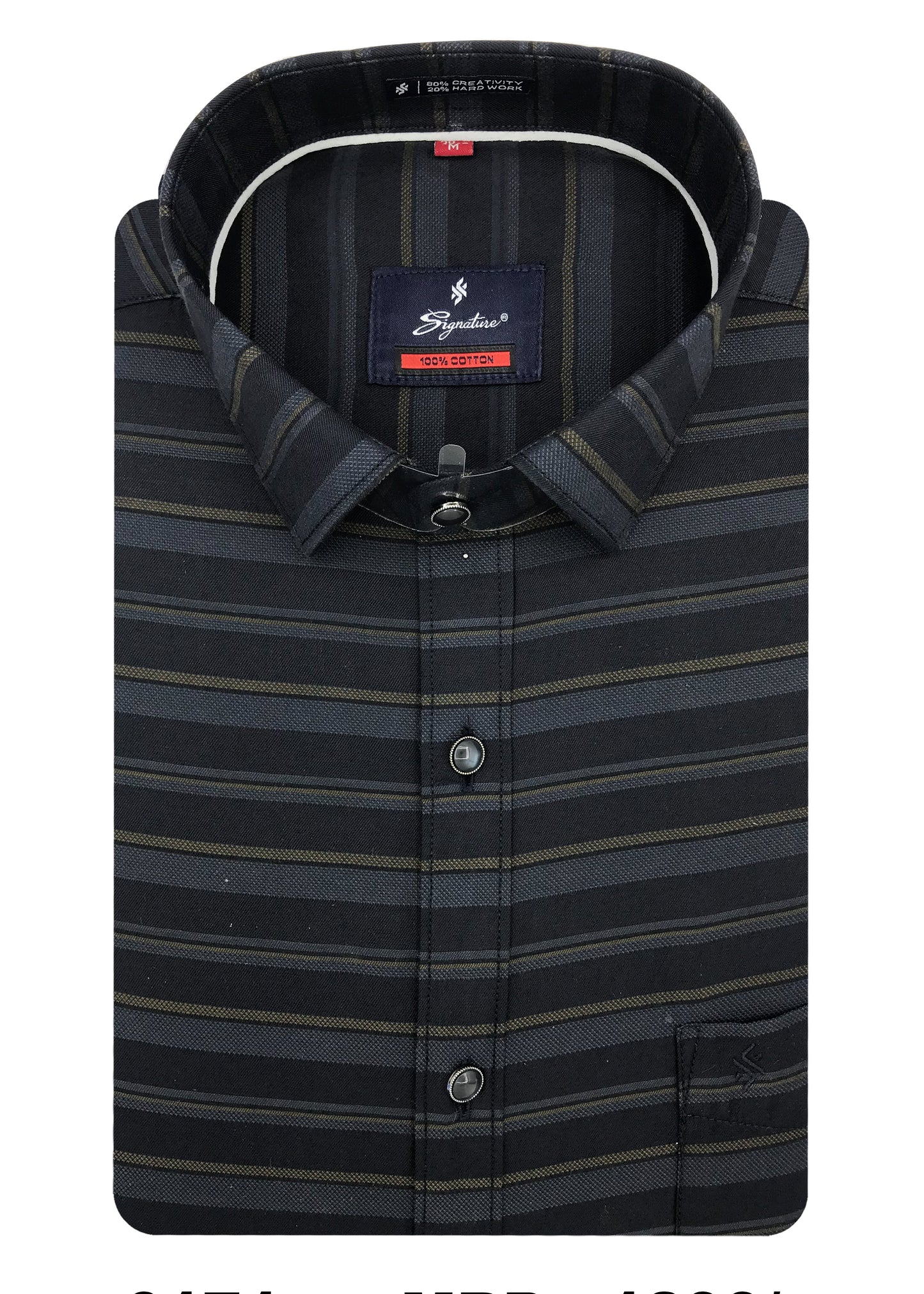 Men Navy Slim Fit Stripes Full Sleeves Casual Shirt