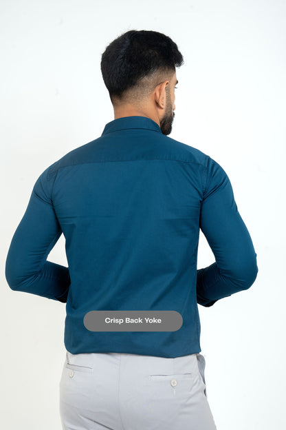 Blue Opal Workflow Cotton Satin Solid Shirt