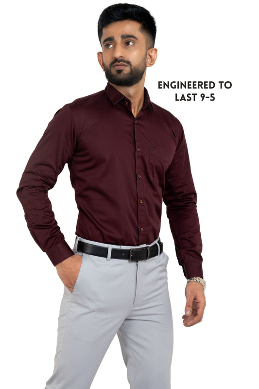 Potent Purple Workflow Cotton Satin Solid Shirt