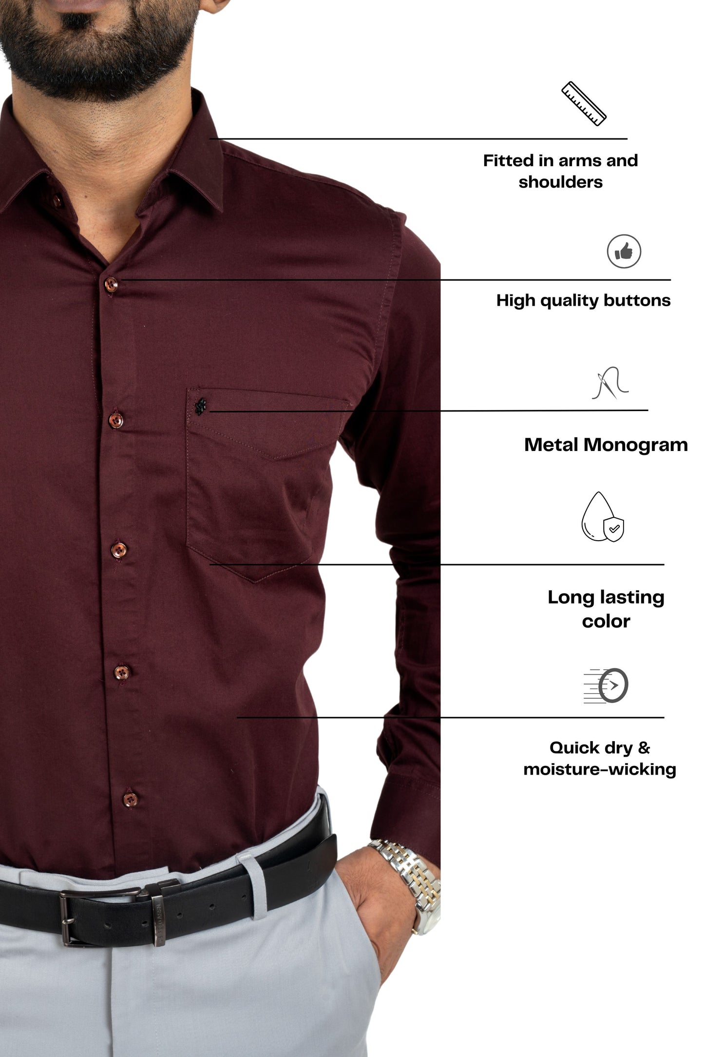 Potent Purple Workflow Cotton Satin Solid Shirt
