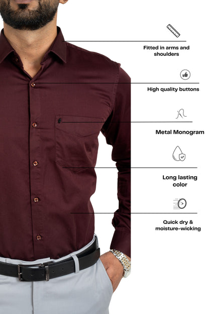 Potent Purple Workflow Cotton Satin Solid Shirt