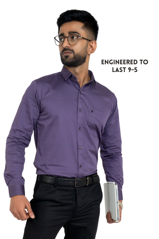 Twilight Purple Workflow Cotton Satin Solid Shirt