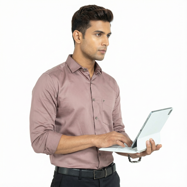 Workflow Cotton Satin Solid Shirt - Dusky Orchid Pink