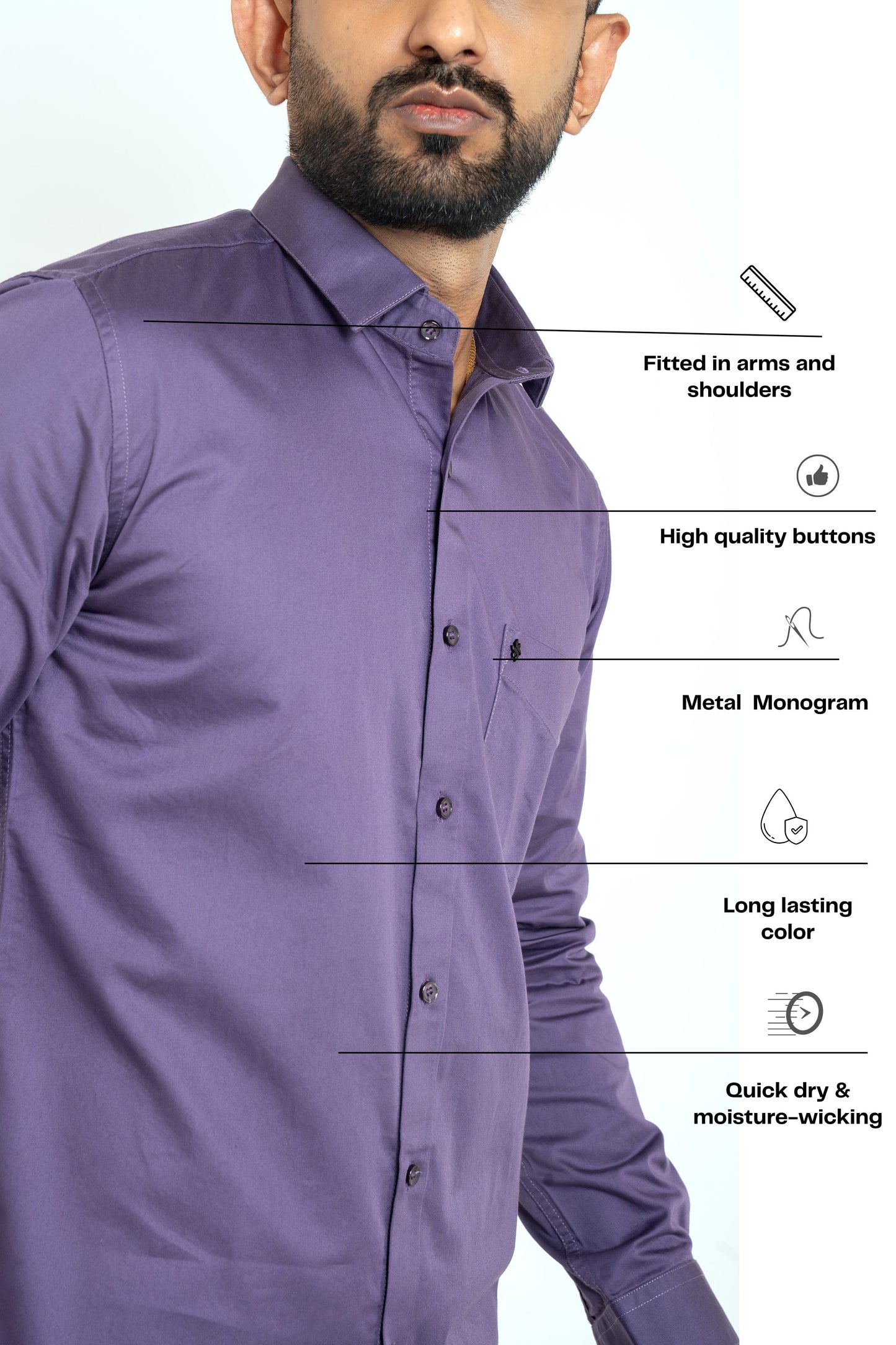 Twilight Purple Workflow Cotton Satin Solid Shirt