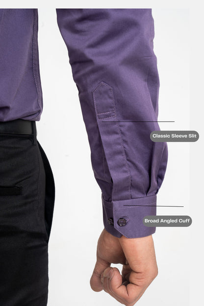 Twilight Purple Workflow Cotton Satin Solid Shirt