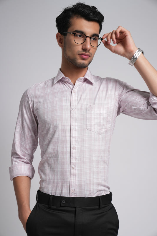 Light Pink Workflow Cotton Checks Shirt - 7763