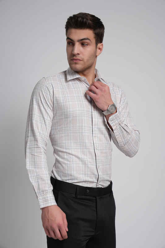 Fawn Workflow Cotton Checks Shirt - 7772