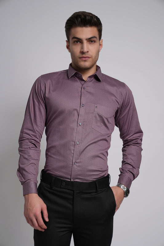 Plum Pink Workflow Cotton Solid Shirt - 7989