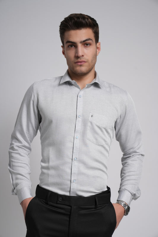 Light Gray Workflow Cotton Solid Shirt - 7809