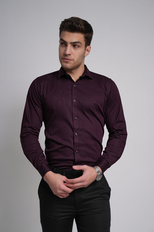 Wine Workflow Cotton Blend Solid Shirt - 7823