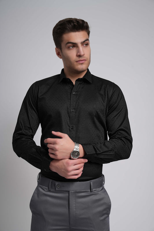 Midnight Black Workflow Cotton Solid Shirt - 8089