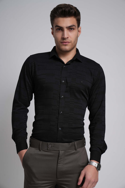 Black Workflow Cotton Blend Solid Shirt - 7983