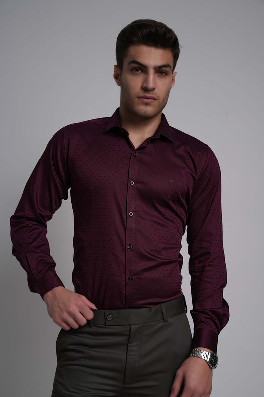 Wine Workflow Cotton Solid Shirt - 8085