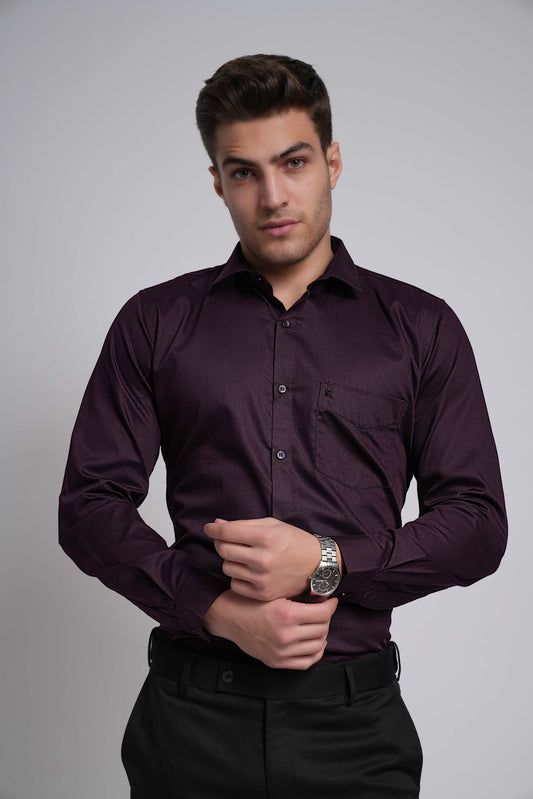 Purple Plum Workflow Cotton Solid Shirt - 7993