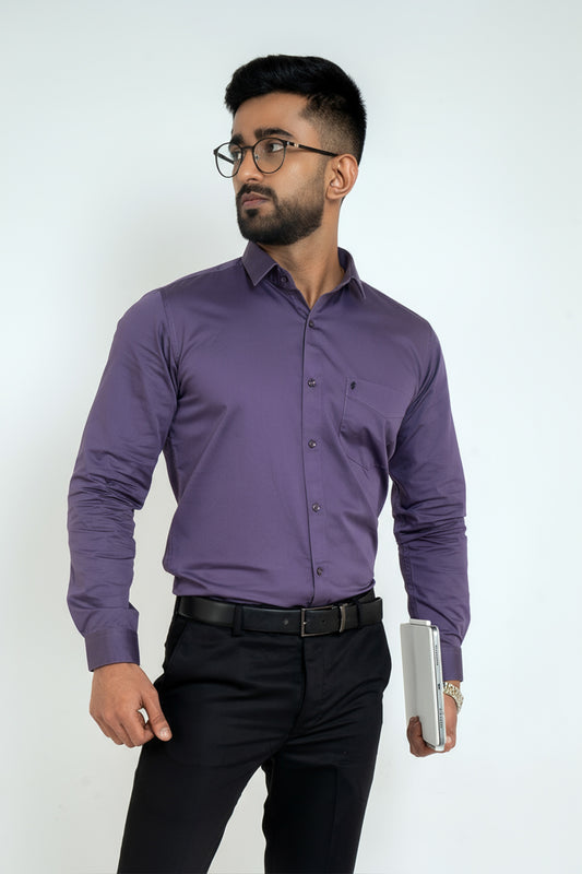 Twilight Purple Workflow Cotton Satin Solid Shirt