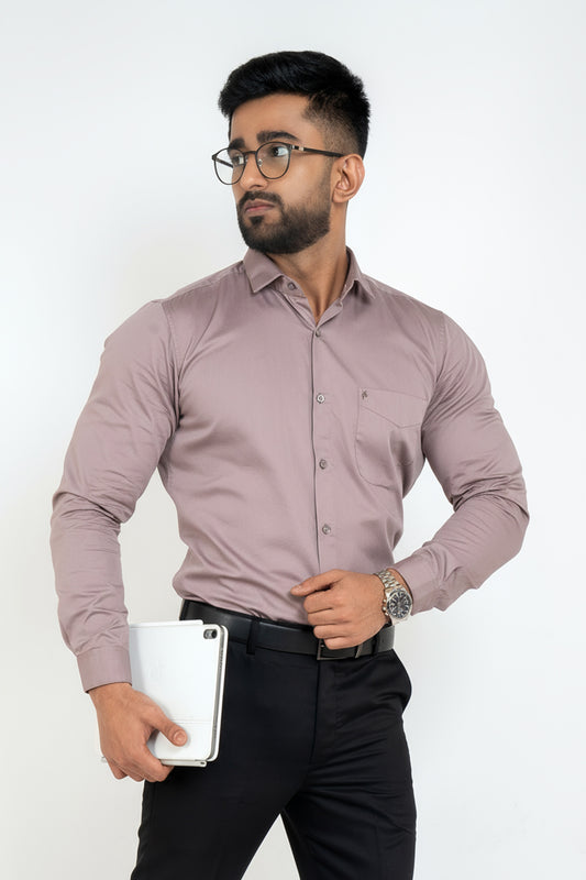 Dawn Pink Workflow Cotton Satin Solid Shirt