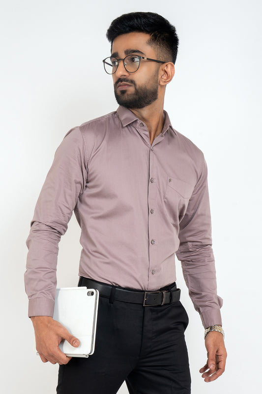 Dawn Pink Workflow Cotton Satin Solid Shirt