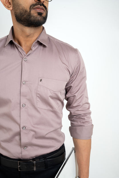 Dawn Pink Workflow Cotton Satin Solid Shirt
