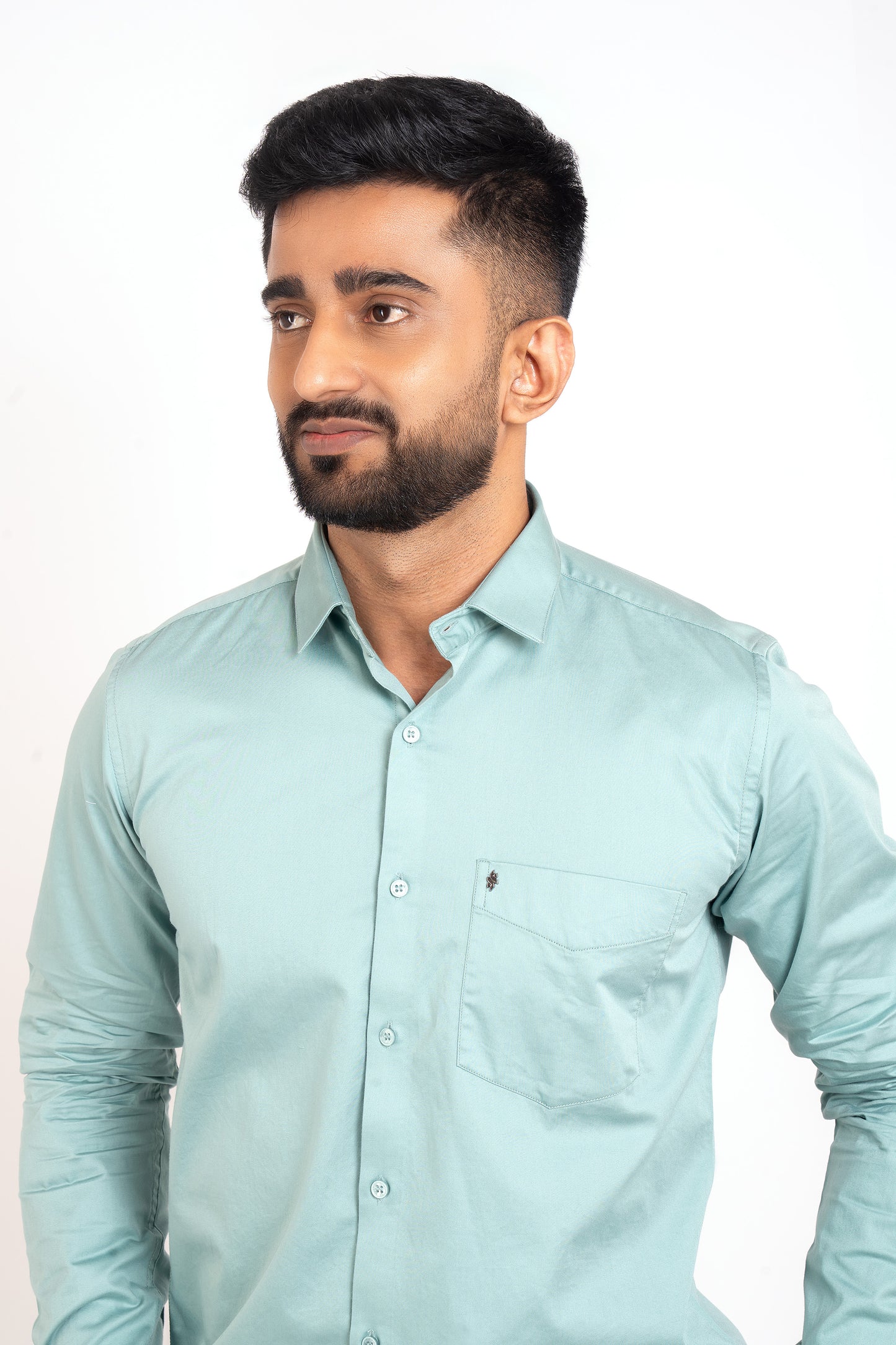 Ocean Wave Workflow Cotton Satin Solid Shirt