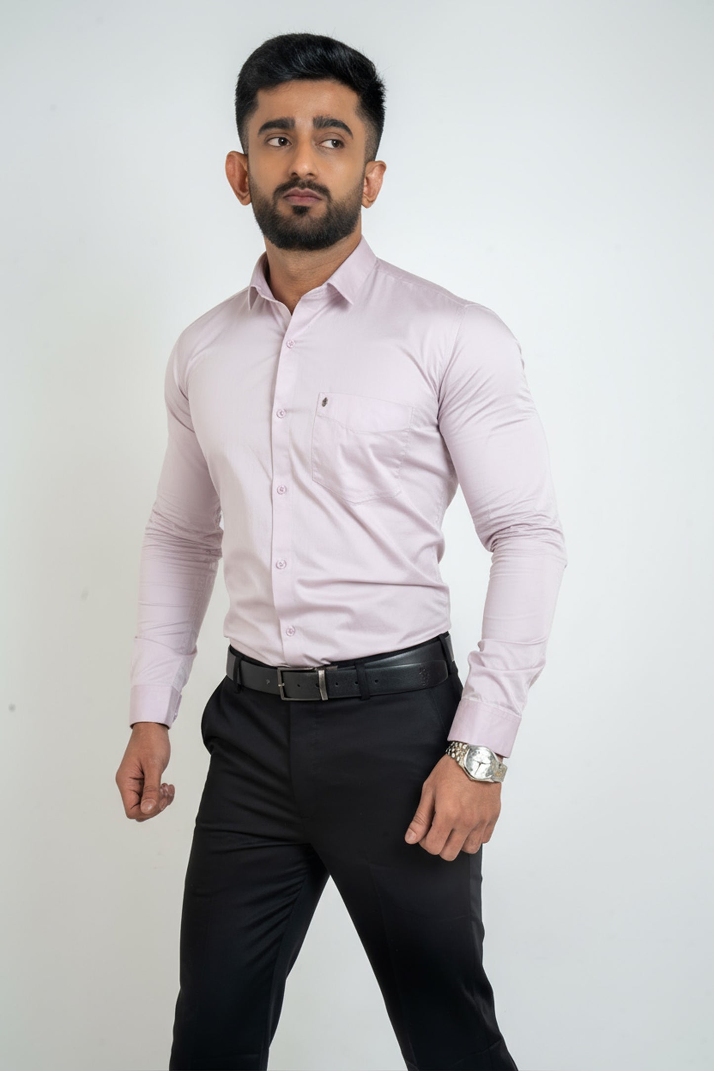 Orchid Ice Lilac Workflow Cotton Satin Solid Shirt