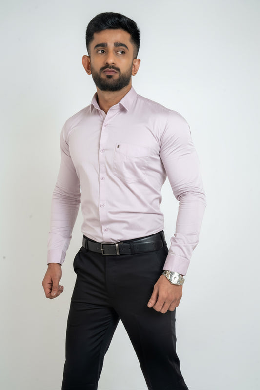 Orchid Ice Lilac Workflow Cotton Satin Solid Shirt