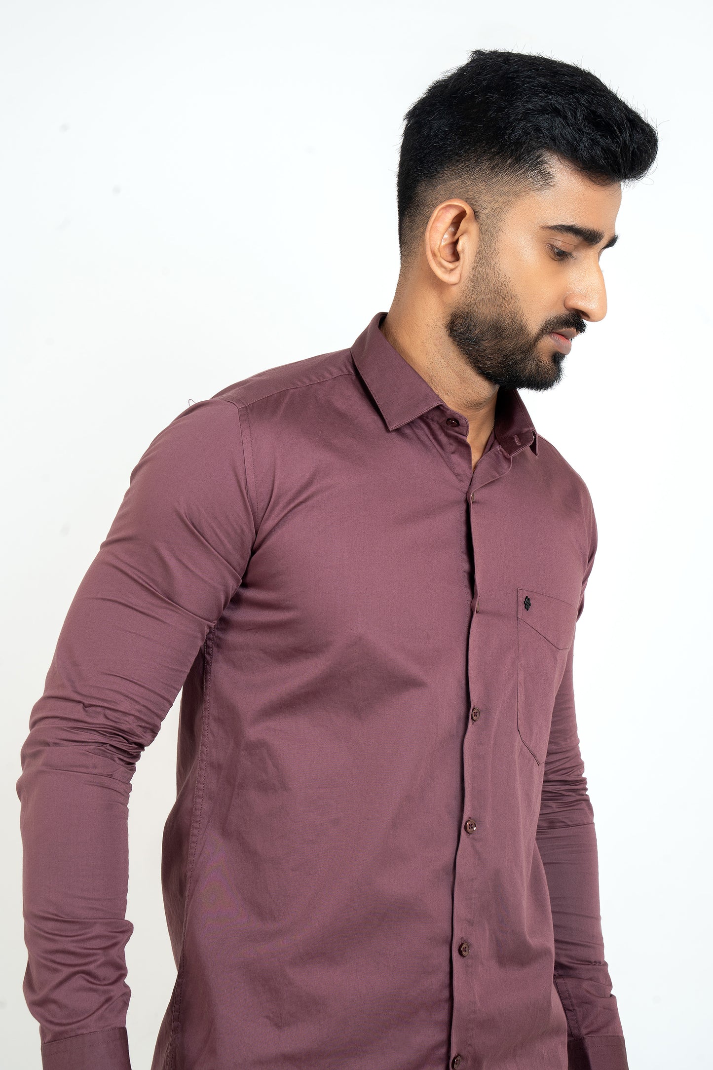 Prune Purple Workflow Cotton Satin Solid Shirt