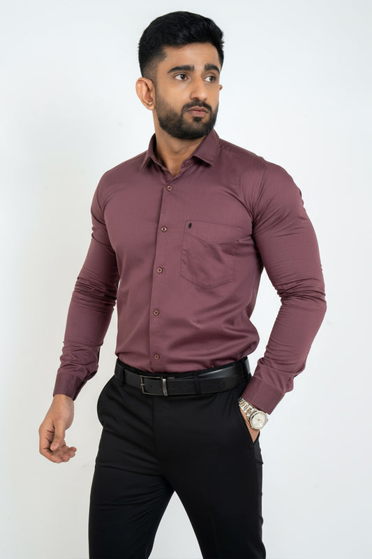 Prune Purple Workflow Cotton Satin Solid Shirt