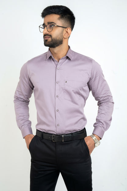 Lavender Herb Workflow Cotton Satin Solid Shirt