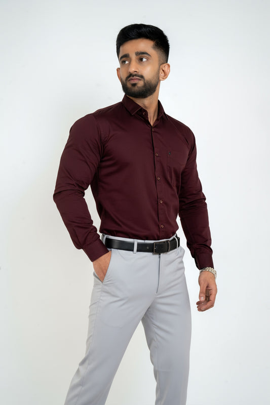 Potent Purple Workflow Cotton Satin Solid Shirt
