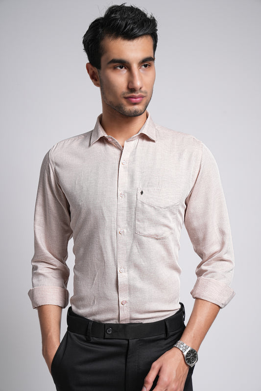 Blushing Peach Workflow Cotton Solid Shirt - 7813