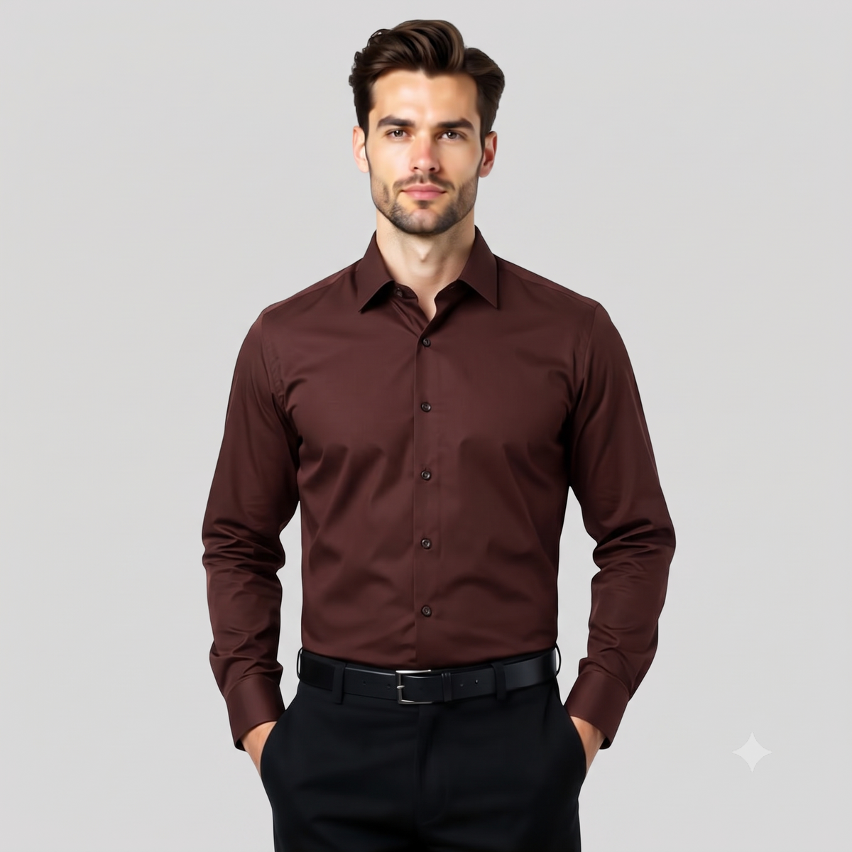 Workflow Cotton Satin Solid Shirt - Maroon