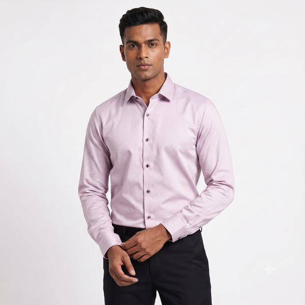 Workflow Cotton Satin Solid Shirt - Light Pink