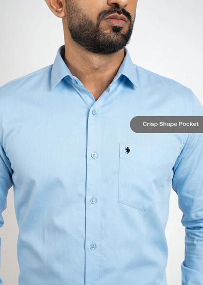 Workflow Cotton Satin Solid Shirt - Sky Blue