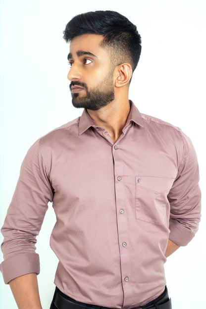 Dusky Orchid Workflow Cotton Satin Solid Shirt