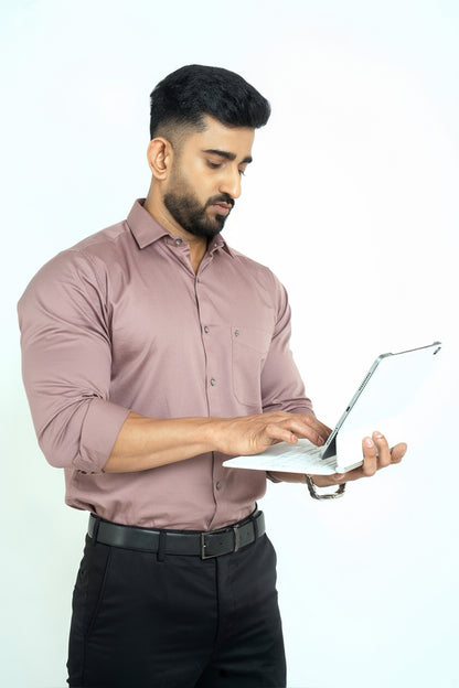 Dusky Orchid Pink Workflow Cotton Satin Solid Shirt
