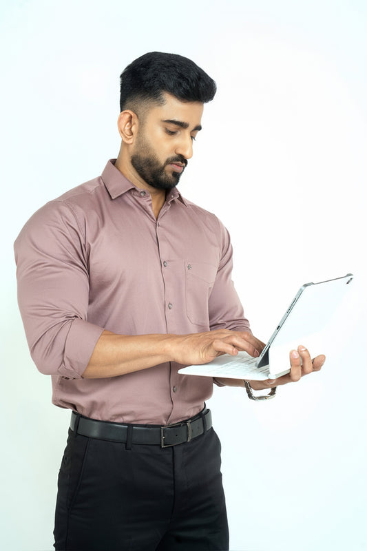 Dusky Orchid Pink Workflow Cotton Satin Solid Shirt