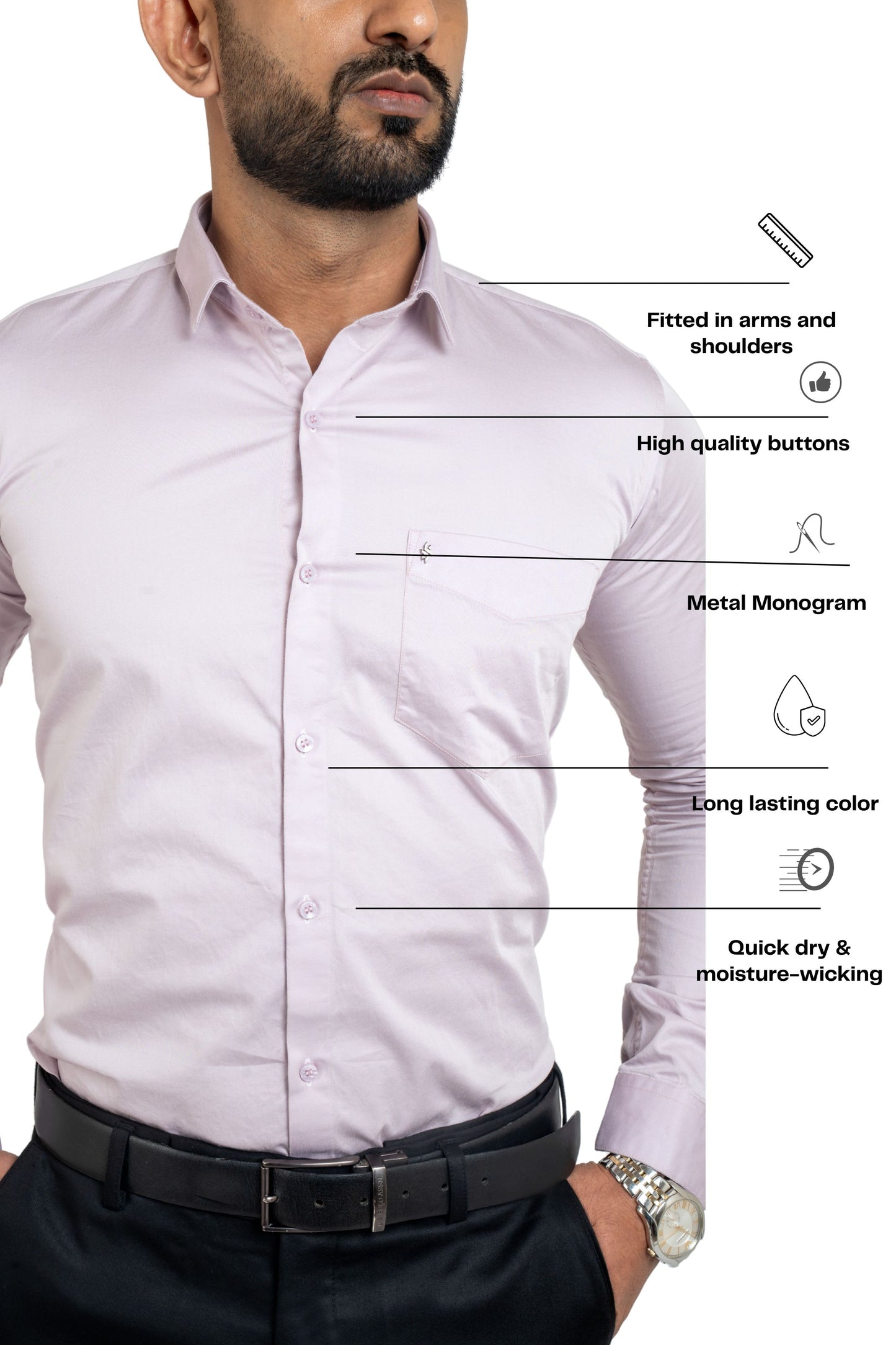 Orchid Ice Lilac Workflow Cotton Satin Solid Shirt