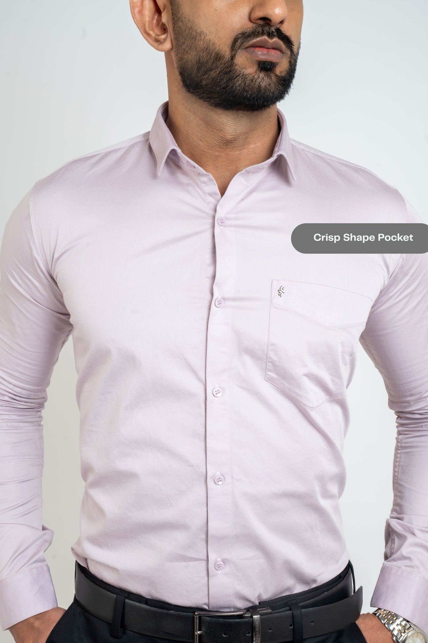 Orchid Ice Lilac Workflow Cotton Satin Solid Shirt