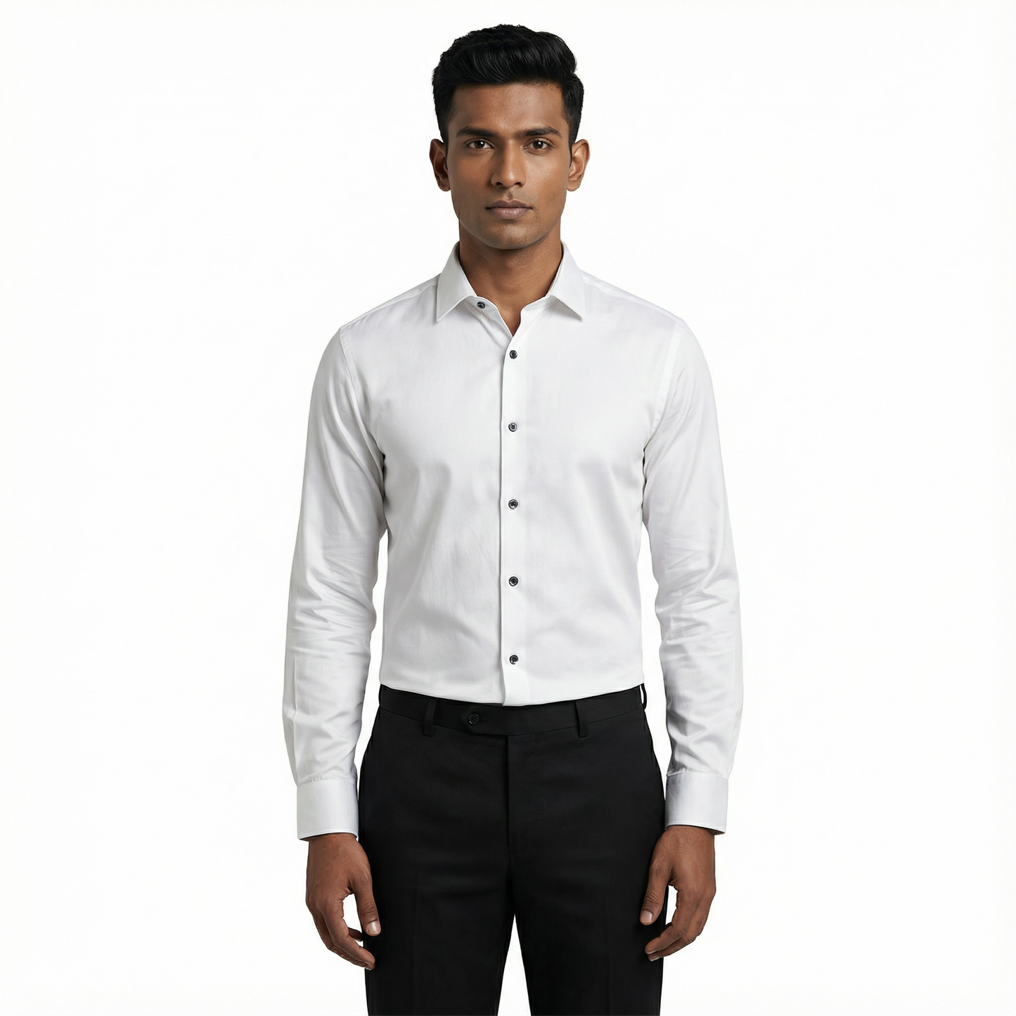 Workflow Cotton Satin Solid Shirt - White