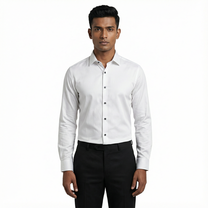 Workflow Cotton Satin Solid Shirt - White