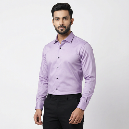 Workflow Cotton Satin Solid Shirt - Lavender